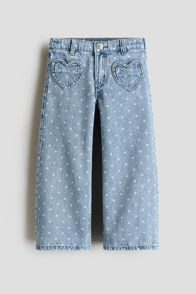 Polka-Dot Heart-Pocket Jeans