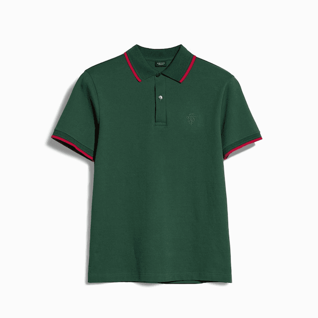 Gucci Cotton Piquet Polo Shirt with Red Trim