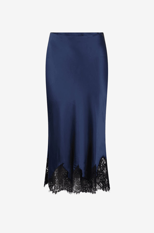 Reformation Lace Trim Silk Skirt