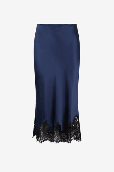 Lace Trim Silk Skirt