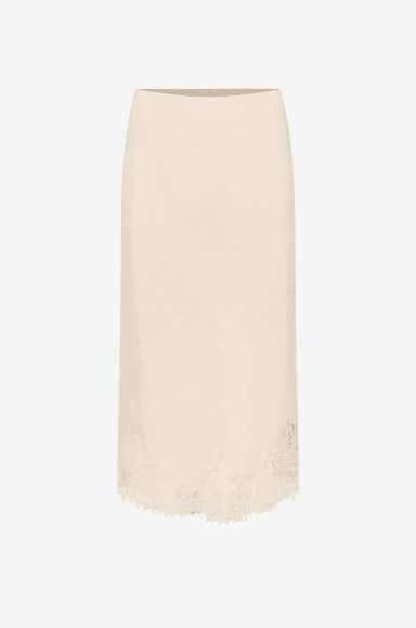 Lace Trim Silk Skirt